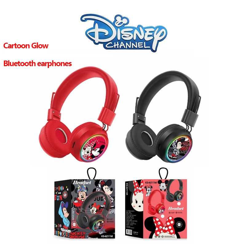 Mickey Mouse 5.0 Children's Cartoon Bluetooth Headphones with LED Illuminating